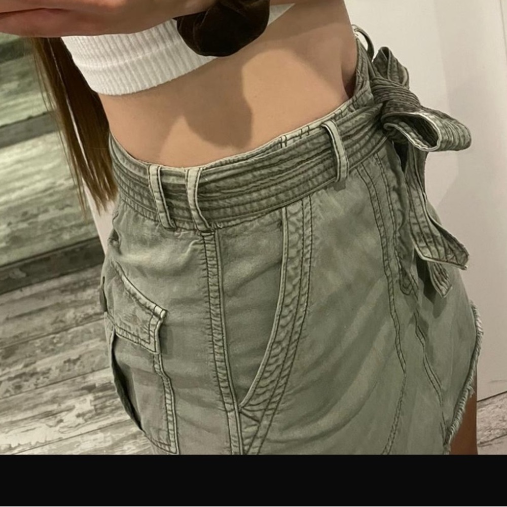 American Eagle Khaki Green Linen Skirt Size 2 Long